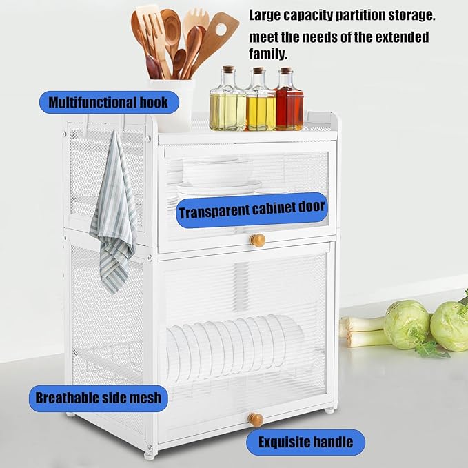 3 Tier Dish Drying Rack Modern House Ware Dish Organizer Cutlery Drainer with Lid Cover Detachable Drip Tray Storage Box Basket for Kitchen Organizing Storage Holder