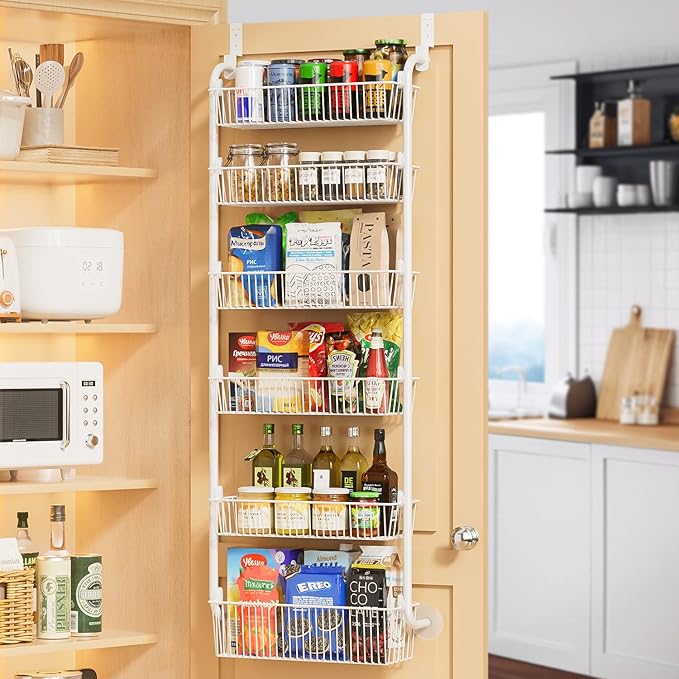 Delamu Bathroom and Kitchen Organizers and Storage, Under Sink Organizers and Storage White - Over the Door Pantry Organizer White