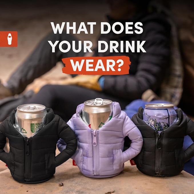 Puffin - The Puffy Jacket - Insulated 12 oz Can Cooler I Beer Bottle & Soda Can Insulator, Keep Drinks and Beverages Cold - Seafoam & Crater Blue