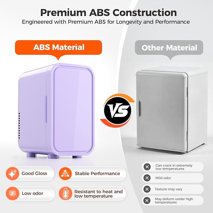 OSTBA Mini Fridge for Skincare, 6 Liter/8 Can 110V AC/DC Portable Thermoelectric Cooler Refrigerators for Bedroom, Skincare, Beverage, Office, Dorm Room and Car, Purple