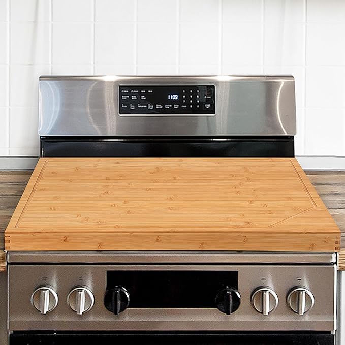 Cutting Board, Stove Top Covers for Electric Stove, Wood Cutting Boards for Kitchen, Noodle Board Stove Cover (Bamboo)