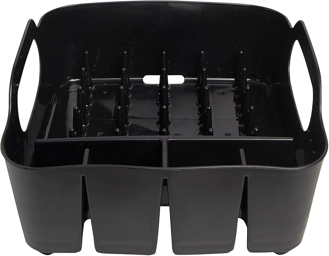 Umbra Tub Dish Drying Rack – Lightweight Self-Draining Dish Rack for Kitchen Sink and Counter at Home, RV or Motorhome, Smoke, Black (330590-582)
