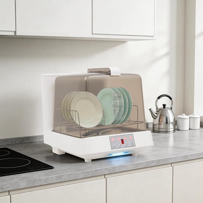 Countertop Dishwashers, 800W Portable Dishwasher Featuring with 6L(1.59G) Built-in Water Tank, 360°Rotating Spray Outlets for House,Dorm,Apartment