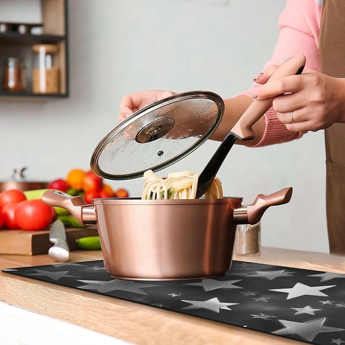 Silver and Gray Stars Trivet Table Runner Heat Resistant 230F for Hot Dishes Pots Plates Kitchen Dining Table Protector Decorative 39.37 X 11.8 Inch