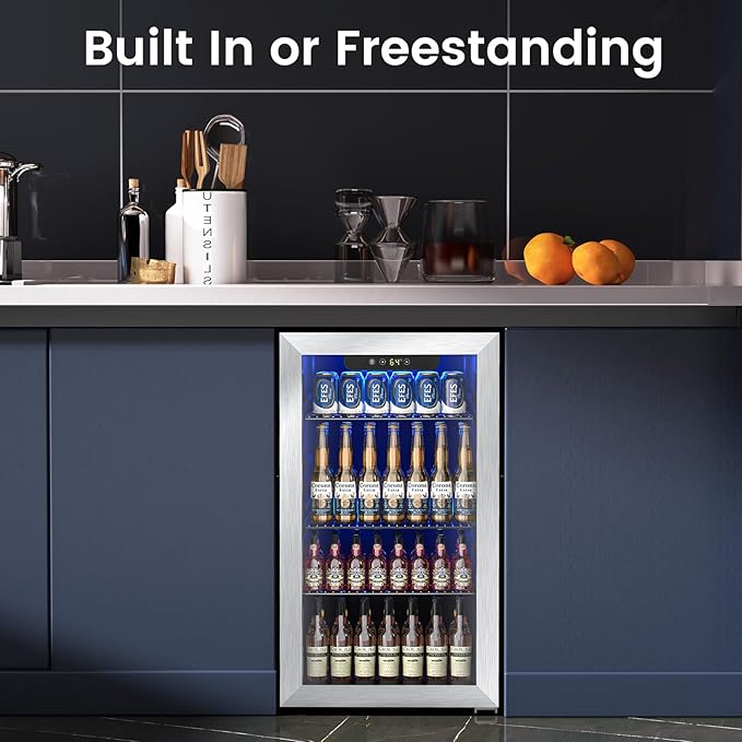 Electactic Mini Fridge 130 Can Beverage Refrigerator Cooler, 3.2 Cu.Ft Drink Fridge forSoda Wine Beer, Digital Temperature Control Cooler for Home, Dorm, Bar