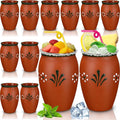 Gejoy 12 Pack 12oz Cantaritos de Barro Mexicanos Mexican Clay Cup Pottery Fiesta De Barro Mexicanos Cocktail Cups Coffee Mugs Cocktail Tea Glasses for Margaritas Mojitos (Cute,Red)