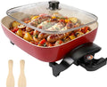 15'' Ceramic Nonstick Electric Skillet with Tempered Vented Glass Lid,Thermostat Control to Prevent Overheating,Removable Easy-to-Clean,Vibrant Red