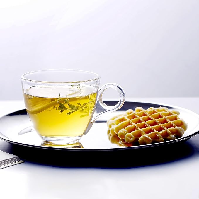 Glass Coffee Mugs with Handle - 6 oz Clear Small Glass Tea Cups for Tea, Espresso Coffee, Hot Chocolate, Dishwasher Safe