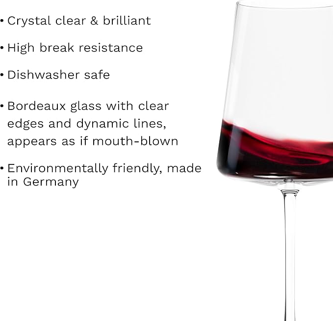 Stölzle Lausitz Bordeaux Glasses Power Set of 6, 22 oz – Premium Wine Glasses Ideal for Bordeaux – Modern Crystal Bordeaux Goblets for Maximum Flavor – Dishwasher- & Shock-Resistant