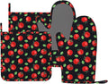 Cherry Tomatoes and Leaves Oven Mitts and Pot Holders Sets Silicone Kitchen Oven Mitts Hot Pads Heat Resistant Potholders Kitchen Mitts Set for Baking BBQ Cooking