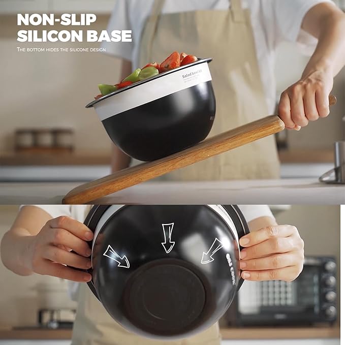 Salad Bowl Kit 74oz,Salad Container For Lunch,18/8 Stainless Steel,Salad Bowl With Lid, Includes 1.7oz Condiment Container and Removable Tray,Leak-Proof, Easy to Clean (Wood)