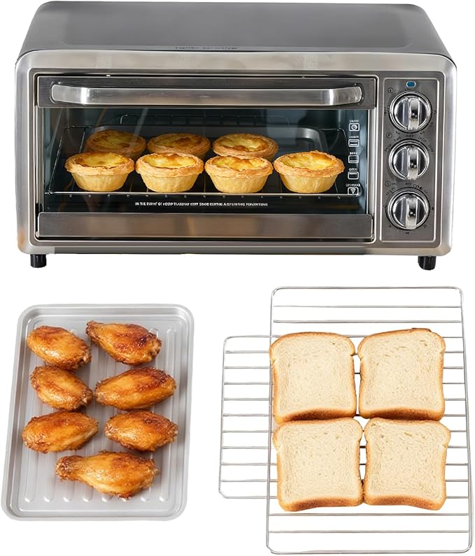 OLIXIS Toaster Ovens Countertop 19Quart, Bake, Toast, Broiler, Pizza and Warm, 1300W, 30 Min Timer, Fry Basket, Backing Pan and Rack Included, Up to 400°F