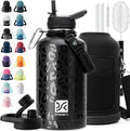 DYSANKY Insulated Water Bottle | Thickened Stainless Steel Vacuum Metal | Portable Sports Half Gallon Large Water Jug for Gym and Hiking with Straw, Carrier Bag, Handle Strap | BPA-Free 64 oz