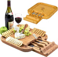 Picnic at Ascot Personalized Monogrammed Engraved Bamboo Cutting Board for Cheese & Charcuterie with Knife Set & Cheese Markers- Designed & Quality Checked in USA