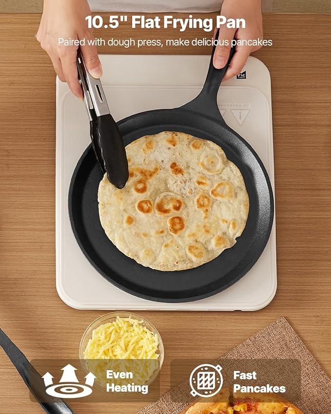 VEVOR Tortilla Press, 8 Inch Cast Iron Tortilla and Roti Maker, Heavy Duty Tortilladora Press, Pataconera Makers with Handle and 100 Pcs Parchment Paper, Dough Taco Press for Flour Tortilla, Tawa