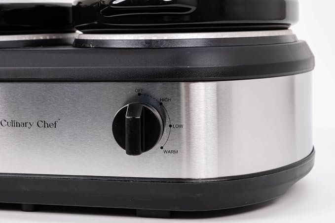CULINARY CHEF, Triple Slow Cooker, Buffet Server 2.5qt x 3 Pot, Food Warmer – Stainless