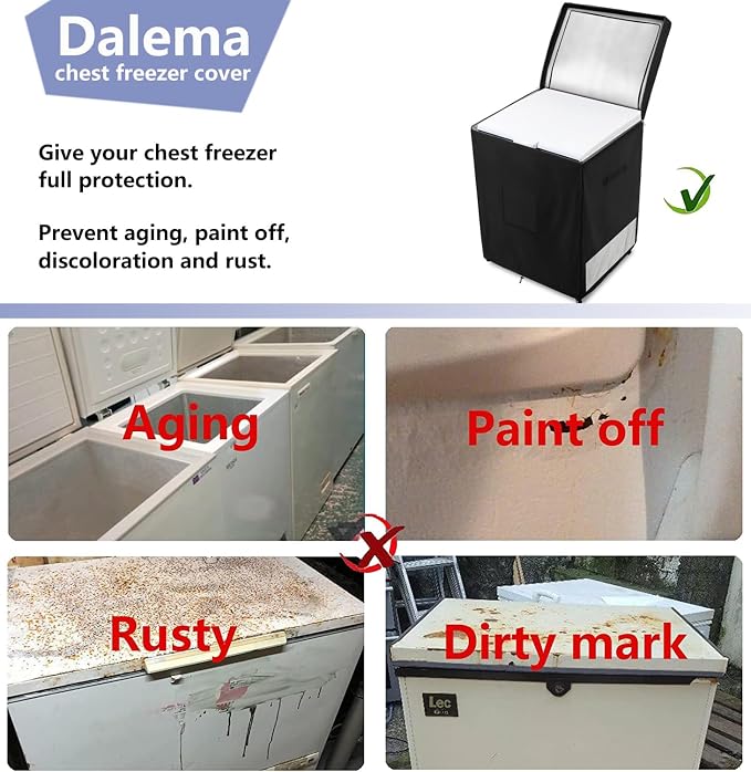Deep Freezer Covers for Outside,Heavy Duty 600D Durable Chest Freezer Cover Waterproof,Outdoor Freezer Covers for Outside 5.0 Cubic Feet Chest Freezer,Top with Zipper to Open(28"W x 23"D x 34"H,Black)