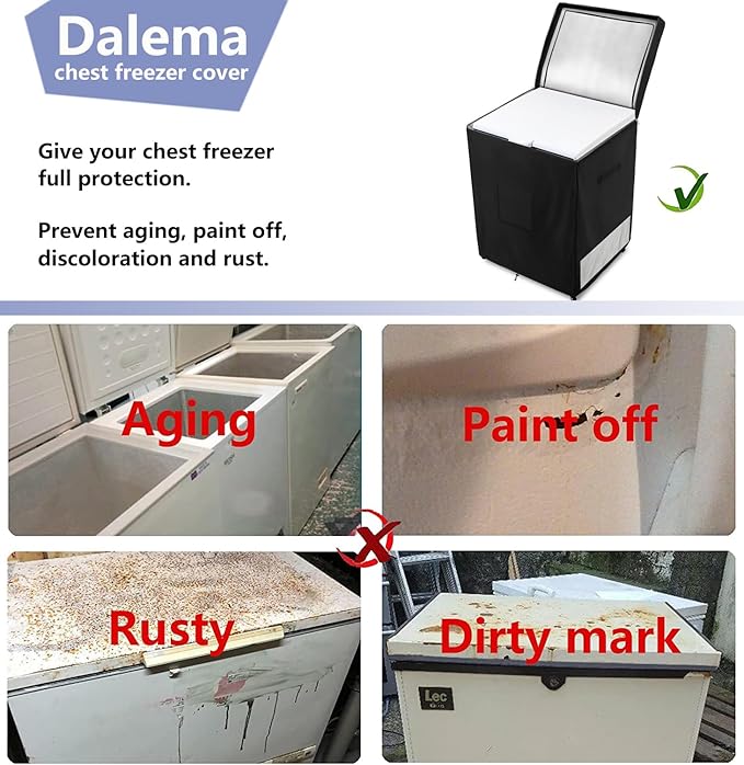 Deep Freezer Covers for Outside,Heavy Duty 600D Durable Chest Freezer Cover Waterproof,Outdoor Freezer Covers for Outside 3.5 Cubic Feet Chest Freezer,Top with Zipper to Open(23"W x 23"D x 34"H,Black)
