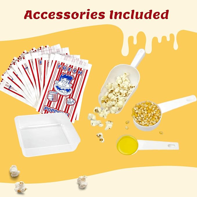 Popcorn Popper Machine-4 OZ Vintage Professional Popcorn Maker Theater Style with Nonstick Kettle Warming Light and Serving Scoop. (Black)