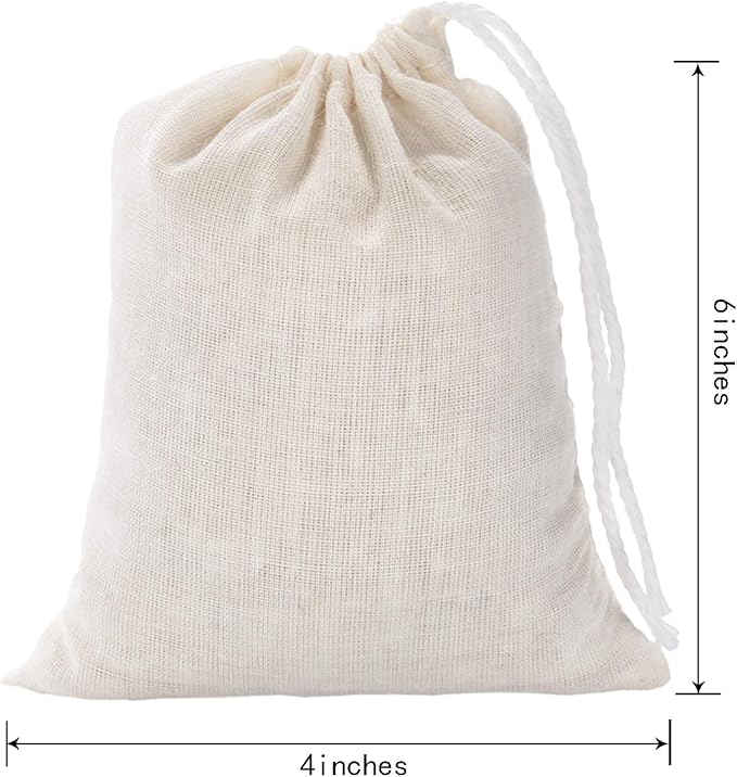 Tatuo 400 Pcs Cotton Muslin Bags with Drawstring Reusable Cloth Sachet Pouch Empty Gift Canvas Bags Bulk for Jewelry Home Party Favors (4 x 6 Inch)