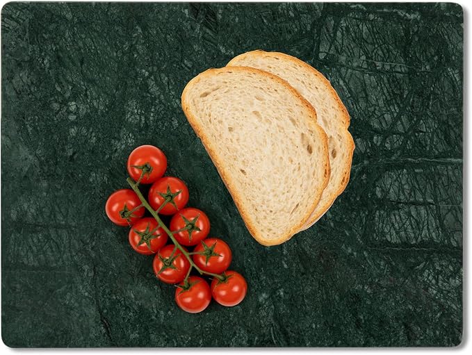 Green Marble Cutting Board 12x16 Inch, Marble Slab Pastry Board With Non-Slip Feet For Baking, Cheese, Charcuterie, Chocolate