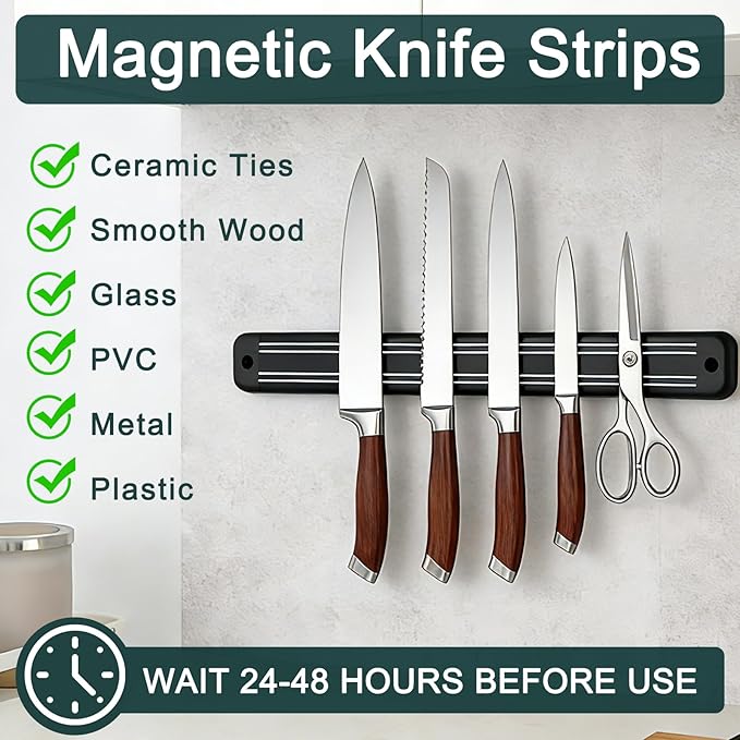 Magnetic Knife Strips（13 Inch Length),Magnetic Knife Holder for Wall/Refrigerator,Magnetic Knife Bar with Multi-Purpose Functionality as a Knife Holder, Knife Strip, Magnetic Tool Organizer