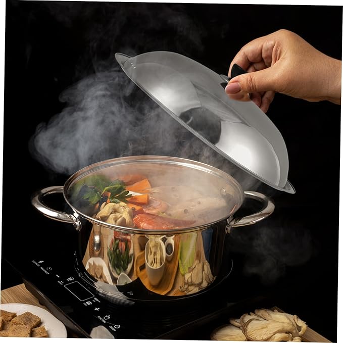 Ciieeo 14 Inch Stainless Steel Cooking Pot Lid Multifunction Anti-Scald Thickened Cover with Knob for Frying Pan Wok and Hot Pot Kitchen Tool