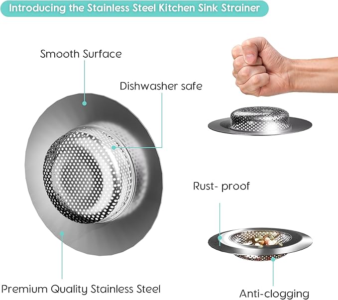 2Pack Sink Protectors for Kitchen Sink 13''x16''&11.2''x14.5'', Sink Rack for Bottom of Sink, Stainless Steel Sink Grid, Rust Resistant Metal Sink Protector with 2Pack Sink Strainer
