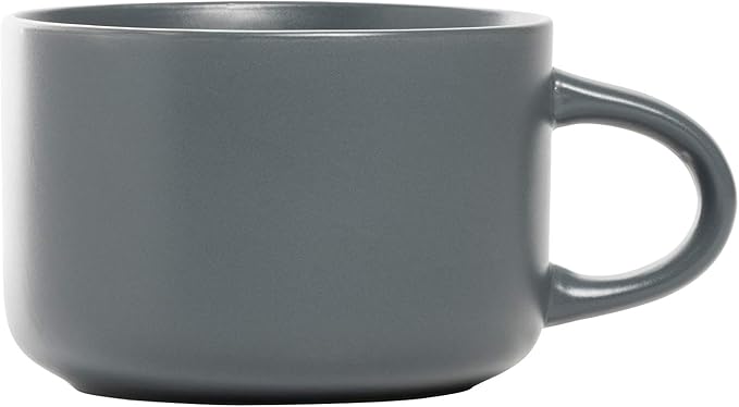 10 Strawberry Street Wazee Matte Coupe Dinnerware Set, 16 pc, Charcoal Gray