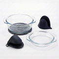 Glass Air Fryer Liners Set for 5-8 QT, Reusable Non-Toxic Glass Airfryer Basket Insert with Silicone Mitts & Trivet Mat, Oven & Dishwasher Safe Air Fryer Accessories