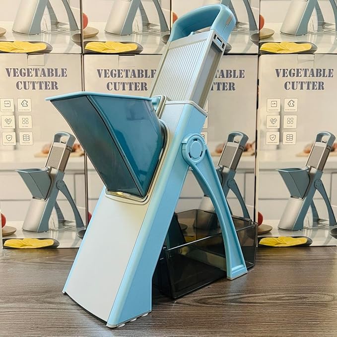 New Mandoline Slicer for Kitchen,Potato Slicer Thickness Adjuster,Veggie Onion Dicer Faster Kitchen Mandolin for Meal Prep, safe Vegetable Chopper and slicer vegetable cutter,French Fry Cutter, (Blue)