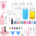6 Pack 16 Oz Acrylic Snow Globe Tumbler Supplies Starter Kit, Double Wall Plastic Pre-Drilled Snowglobe Tumbler Cup Tool Set, Including Squeeze Bottle Cup Cradle and Scraper etc.