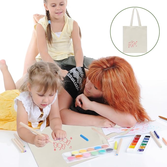 HECTOLIFE 6 I 12 I 24 I 48 Pack Canvas Tote Bags,Reusable Blank Canvas for Shopping Bags,Grocery Bags,DIY Gift Bags