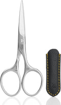 GERMANIKURE Beard and Mustache Scissors - FINOX Stainless Steel Professional Manicure Tools in Leather Case - Ethically Made in Solingen Germany - 4706