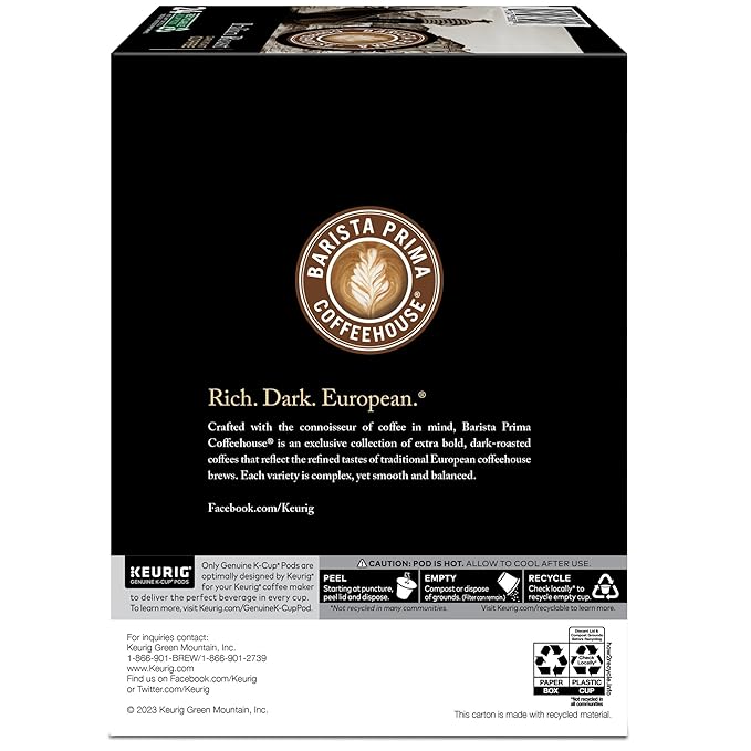 Barista Prima Coffeehouse, Italian Roast Keurig Single Serve K-Cup Pods, 96 Count