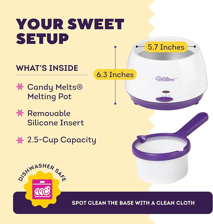 Wilton Candy Melts Candy Melting Pot - Melt Station for Chocolate & Fondue - Features Dishwasher-Safe Insert & Easy-Pour Spout - Fits on a Tabletop - 2.5-Cup Capacity