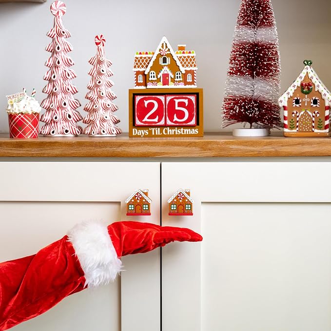 Knobēz: Decorative Knob Covers - Gingerbread House - 12pk - Stretch Over Hardware Decorations, Holiday-Winter-Christmas, Kitchen-Bathroom-Dresser-Home