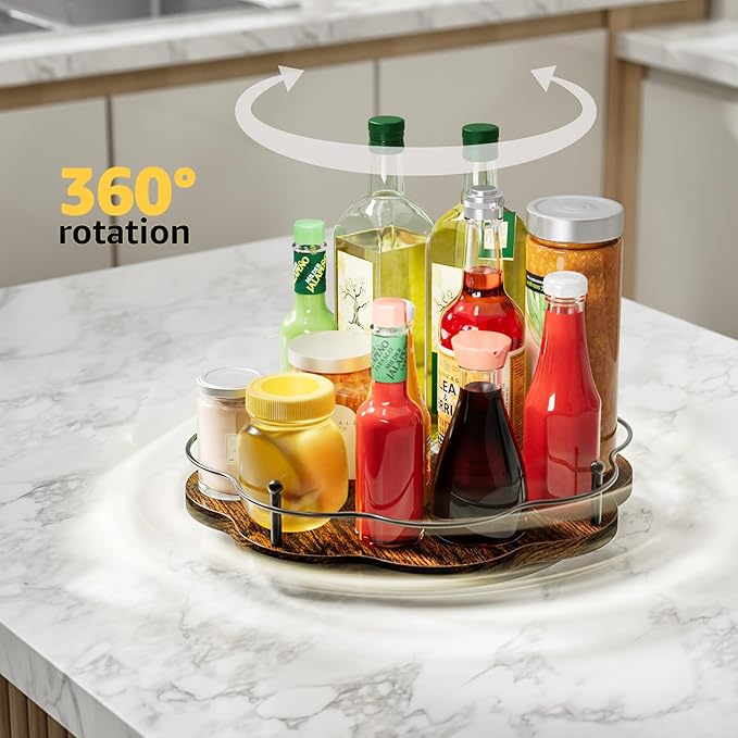 10.6″Lazy Susan Organizer for Cabinet,11.8 Inch Height Adjustable Spice Rack Turntable,Rotating Lazy Susan for Table Top,Kitchen Countertop,Dining Table (10.6Inch1 Tier)