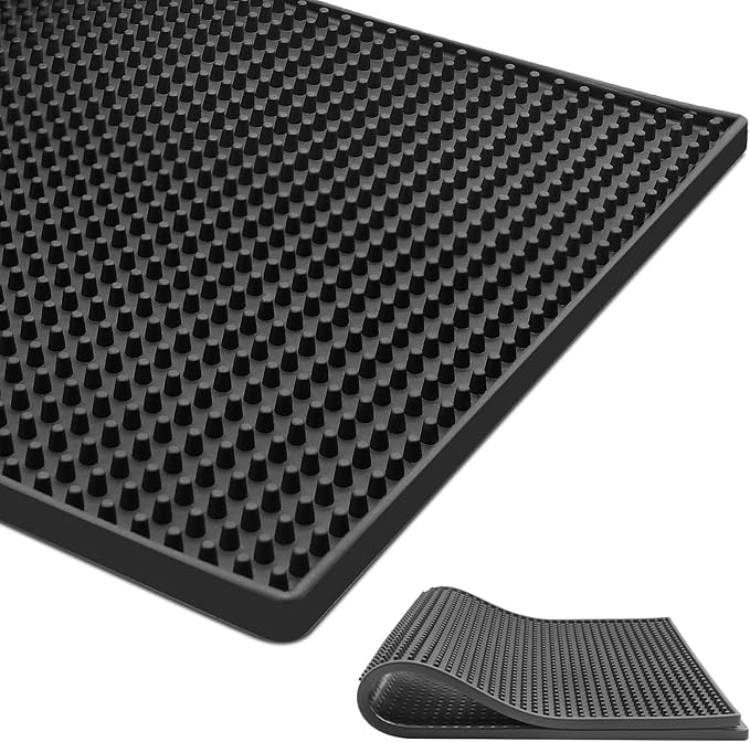 Large Bar Mats for Countertop 12X24'', Thicker Rubber Coffee Bar Mat, Dish Drying Mat, Kitchen Mat for Countertop, Non-slip and Easy to Clean