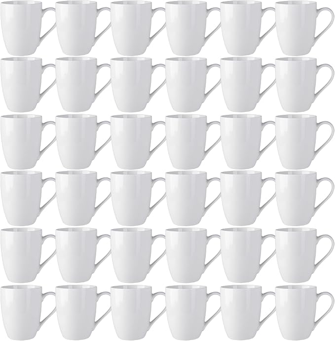 AmorArc 12oz Off White Coffee Mugs Set of 36, Ceramic Coffee Mugs with Large Handle for Man, Woman, Light Weight Coffee Mugs Set for Latte/Cappuccino/Cocoa/Milk, Dishwasher & Microwave Safe, 36Pcs