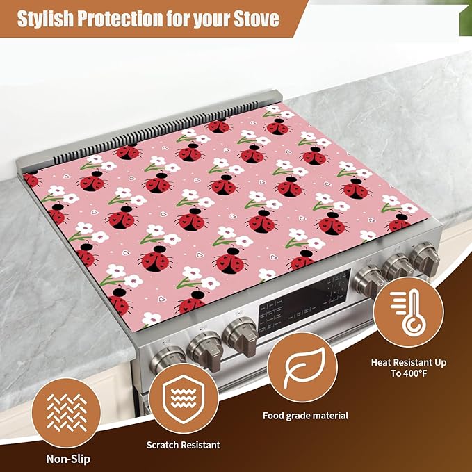 Decorative Electric Stove Top Covers, Heat Resistant Silicone Stove Cover Mat, Stove Top Protectors for Electric Flat Glass Stoves, Adds Extra Counter Space for Small Kitchens and Apartments