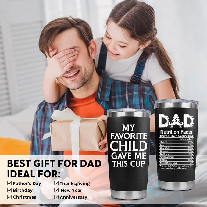 LHSCVUFASC Birthday Gifts for Dad from Daughter, Son - Father's Day Gift for Him Dads - Christmas Gifts Ideas for Men, New Papa Daddy Stepdad Father - 20oz Stainless Steel Tumbler