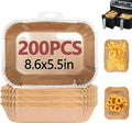 200PCS Air Fryer Liners for Ninja, 8.6 x 5.5 inch Disposable Air Fryer Paper Dual Basket, Non-Stick Unbleached Parchment Paper Baking Accessories Liners for Natural Ninja DZ201 DZ401