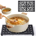 Notakia 9.6 x 6.3 Inch Cast Iron Trivet Set, Large Metal Trivets for Hot Dishes Pots Pans Decorative Kitchen Trivets, Heat-Resistant Trivet Mats for Quartz Countertops, Table Cooktop (Black, 1 Pack)