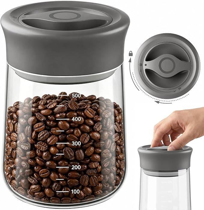 OURCABECUE Wide Mouth Mason Jar 16oz, Newly Upgraded Easy Open Rotating Lid, Food Grade Glass Storage Jar for Overnight Oats Yogurt Snacks Candy Jars
