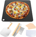 6Pcs Pizza Steel Set for Oven and Grill, 13" Square Pizza Steel for Oven, with Pizza Peel & Dough Pizza Cutter & 20pcs Cooking Paper, Cast Iron Pizza Stone/Baking Bread, Grill heat plates