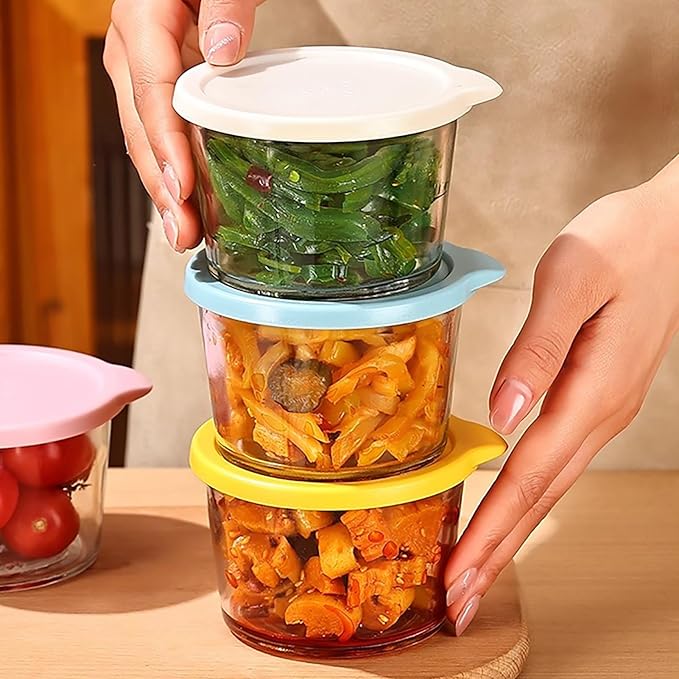 Garnish Outdoor Picnic Box, Airtight Glass Lunch Bento Boxes, Glass Meal Prep with Lids, Strong & Healthy Glass Meal Prep Containers, for Oven, Freezer, Dishwasher, Vegetables
