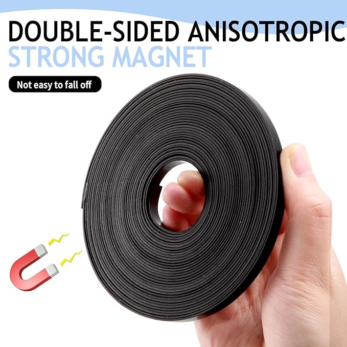 Tellegloww Black Magnetic Tape Roll Thin Strips, 1/4 inch x 25 feet Magnetic Board Dividers Whiteboard Graphic Decorative Tape Marking Line for Classroom Office Art Accessories