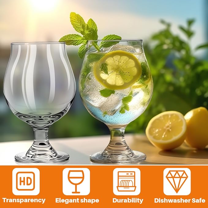 Sabary 24 Pcs 16 oz Classic Craft Goblet Beer Glasses Belgian Style Tulip Beer Glasses Cup Drinking Set for Bachelor Party, Hosting Party, Glassware, IPA Ale Pilsner Belgian