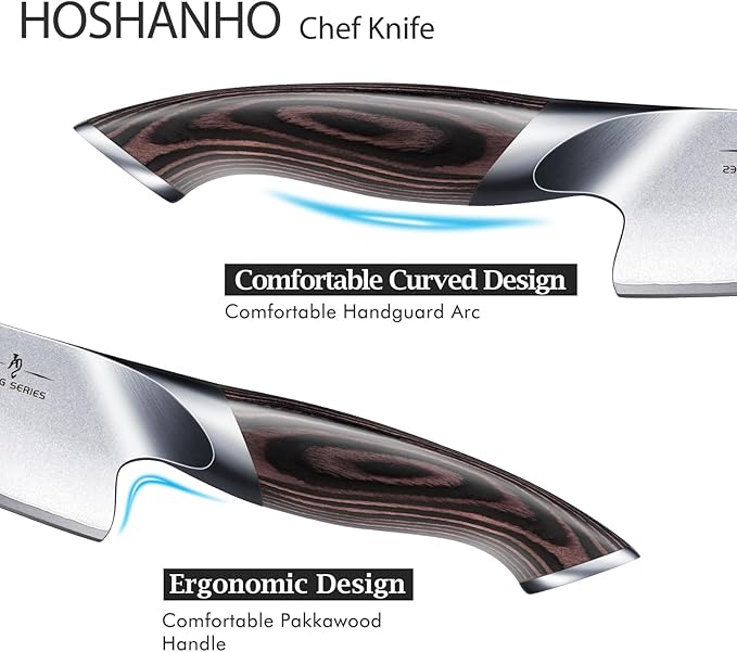 HOSHANHO 6 inch Kitchen Knife in Japanese High Carbon Steel, Professional High-Class Chef's Knife, Non-slip Ultra Sharp Cooking Knives with Ergonomic Handle